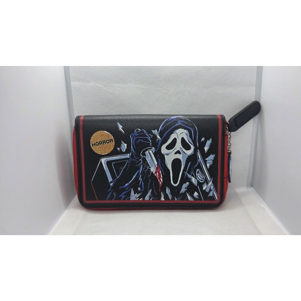 Spencer's Ghost Face Women's Zip-Around Wallet Black/Faux Leather